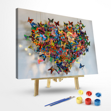 Load image into Gallery viewer, Butterfly Heart DIY Paint By Numbers Kit