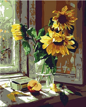 Load image into Gallery viewer, COLOUR TALK DIY OIL PAINTING-SUNFLOWER ON WINDOW SILL
