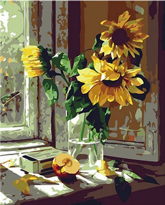 COLOUR TALK DIY OIL PAINTING-SUNFLOWER ON WINDOW SILL