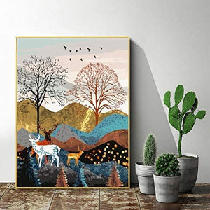 Paint by Numbers Kit-Deers in Mountain