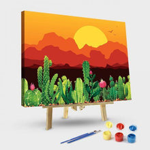Load image into Gallery viewer, Desert Cactus in Sunset -Ideaher Paint By Numbers Kit
