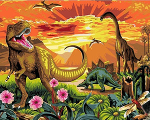 Paint By Numbers Kit-Land before time Dinosaurs