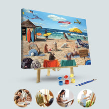 Load image into Gallery viewer, Paint by Numbers Kit-Dog Playing On The Beach
